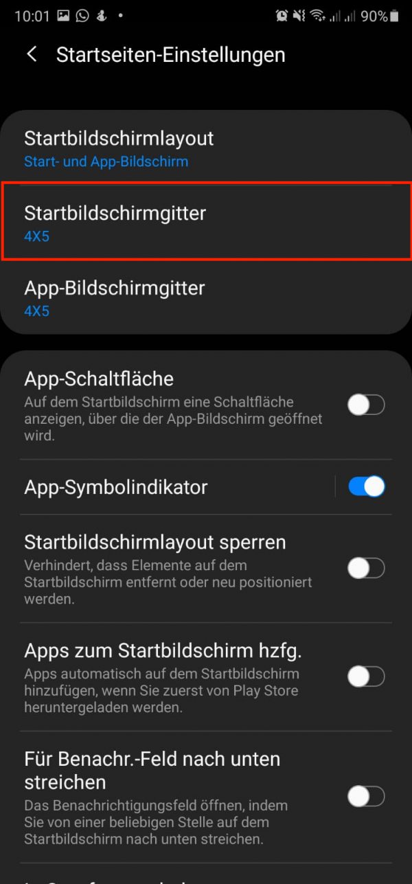 Samsung Galaxy Größe der Icons auf dem Startbildschirm ändern so
